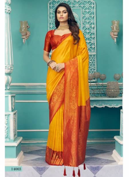 Yellow Colour Anmol Pattu Rajyog New Designer Latest Ethnic Wear Saree Collection 14003